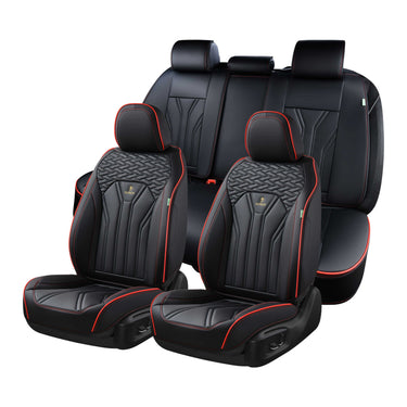 5-Seater Full Set Leather Car Seat Covers-Black