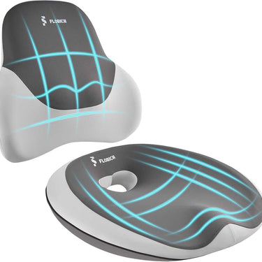 Florich Float-Rich Yoga Fabric & Memory Foam Car Seat Cushion Set - 3-in-1 Ergonomic Lumbar Support & Headrest