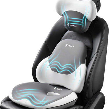 Florich Float-Rich Yoga Fabric & Memory Foam Car Seat Cushion Set - 3-in-1 Ergonomic Lumbar Support & Headrest