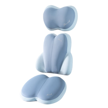 Florich FL006 Yoga Fabric & Memory Foam Car Seat Cushion Set - 3-in-1 Ergonomic Lumbar Support & Headrest
