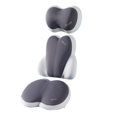 Florich FL006 Yoga Fabric & Memory Foam Car Seat Cushion Set - 3-in-1 Ergonomic Lumbar Support & Headrest