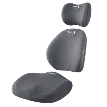 Florich FL004 Breathable Mesh Memory Foam Car Seat Cushion Set - 3-in-1 Ergonomic Lumbar Support & Pillow