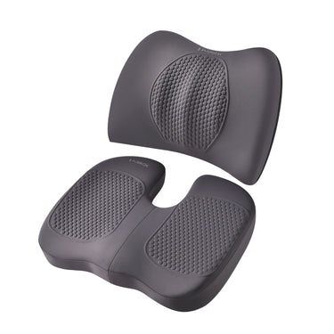 Florich FLCLP Yoga Fabric & Memory Foam Car Seat Cushion Set - 3-in-1 Ergonomic Lumbar Support & Pillow