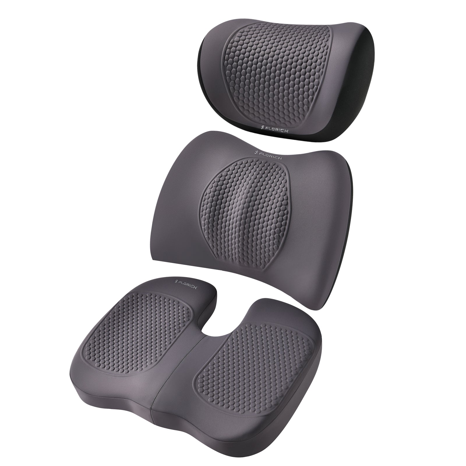 Cuscino Ergonomico FLORICH Per Auto E Sedia Ufficio – Supporto Lombare In Memory Foam, Allevia Sciatica E Coccige, Con Rivestimento Rimovibile - 3