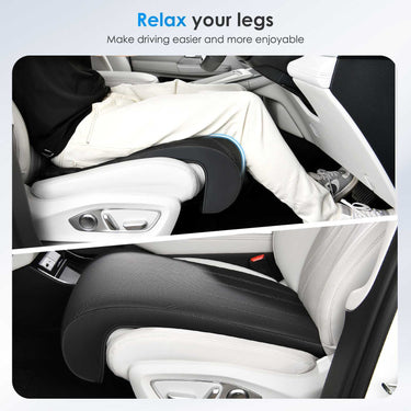 Florich ErgoRide Universal Leather Car Seat Extender Pad - Ergonomic Leg Support Cushion for Long-Distance Driving