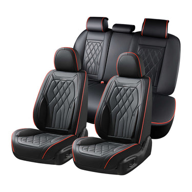 Florich FL828 Universal Fit Diamond Stitched Leather Car Seat Covers - Waterproof Full Set & Front Set, Airbag Compatible