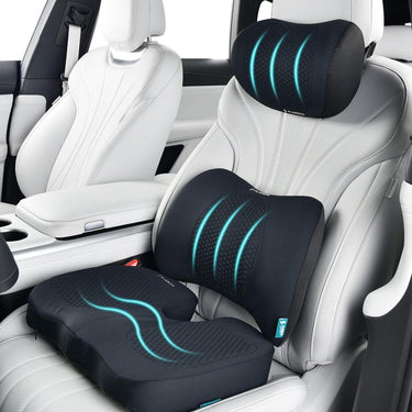 Florich FL009 Yoga Fabric & Memory Foam Car Seat Cushion Lumbar Pillow Set for Driving
