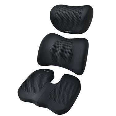 Florich FLCLP Yoga Fabric & Memory Foam Car Seat Cushion Set - 3-in-1 Ergonomic Lumbar Support & Pillow
