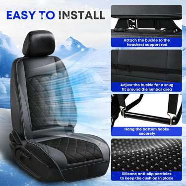 Florich FC05 2 Turbo Fans Cooling Car Seat Cover - Universal Fit 3-Speed Quiet Ventilated Cushion for Summer Driving(12V/24V)
