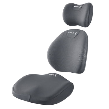 Florich FL004 Breathable Mesh Memory Foam Car Seat Cushion Set - 3-in-1 Ergonomic Lumbar Support & Pillow