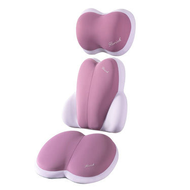 Florich FL006 Yoga Fabric & Memory Foam Car Seat Cushion Set - 3-in-1 Ergonomic Lumbar Support & Headrest