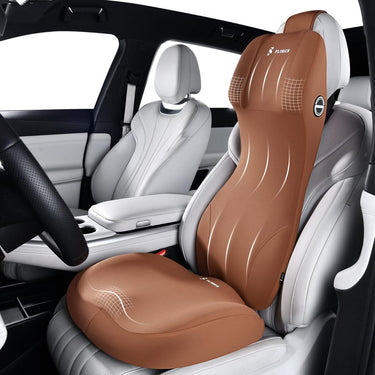 Florich Spine-Kit Integrated Car Back Support Seat Cushion Pillow - 3-in-1 Ergonomic Memory Foam Set for Long Drive