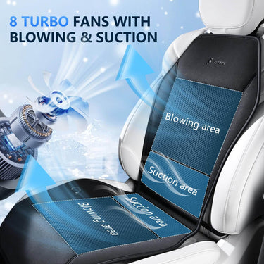 Florich AeroFlow 8 Turbo Fans Cooling Car Seat Cover - High Power 3-Speed Quiet Ventilated Seat Cushion for Summer Driving(12V/24V)