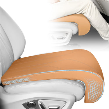 Florich ErgoRide Universal Leather Car Seat Extender Pad - Ergonomic Leg Support Cushion for Long-Distance Driving